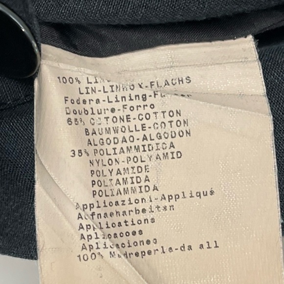 ARMANI COLLEZIONI LINEN BUTTON DOWN BELTED SAFARI STYLE BLACK SHIRT DRESS - Picture 14 of 15